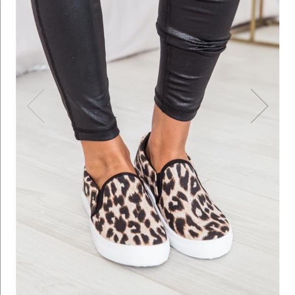 Pink Lily Shoes - Leopard Slip on sneakers